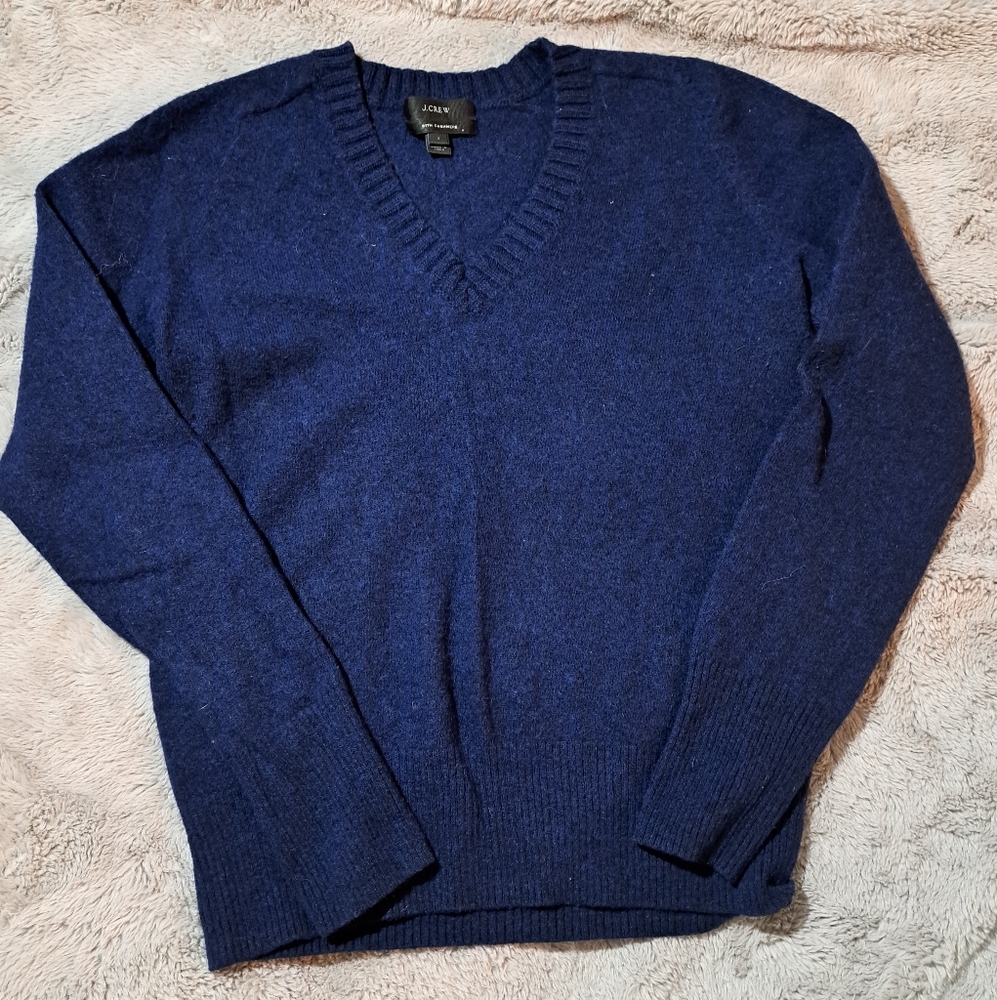 S J Crew Cashmere Blend Vneck Sweater CS